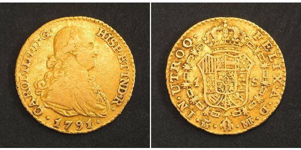 1 Ескудо Іспанська Імперія (1700 - 1808) Золото Карл IV король Іспанії  (1748-1819)