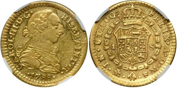 1 Ескудо Нова Іспанія (1519 - 1821) Золото Карл III король Іспанії (1716 -1788)