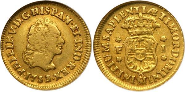 1 Ескудо Нова Іспанія (1519 - 1821) Золото Філіп V король Іспанії  (1683-1746)