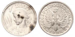1 Злотий Польська республіка (1918 - 1939) Срібло 