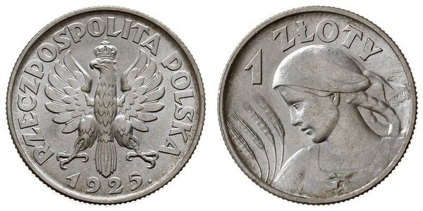 1 Злотий Польська республіка (1918 - 1939) Срібло 
