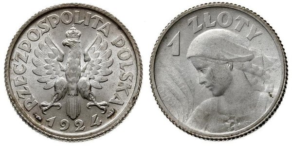 1 Злотий Польська республіка (1918 - 1939) Срібло 