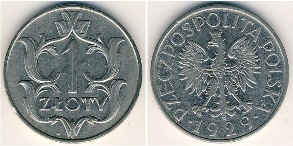 1 Злотый Польская Республика (1918 - 1939) Никель/Медь 