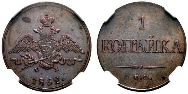 1 Копейка Российская империя (1720-1917) Медь Николай I (1796-1855)