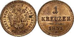 1 Крейцер Австрійська імперія (1804-1867) Мідь Франц Иосиф I (1830 - 1916)