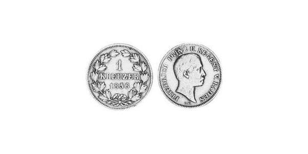 1 Крейцер Велике герцогство Баден (1806-1918) Мідь Frederick I, Grand Duke of Baden (1826 - 1907)