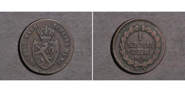 1 Крейцер Герцогство Нассау (1806 - 1866) Мідь 