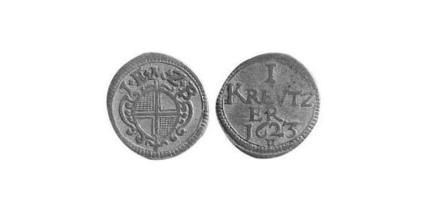 1 Крейцер Ансбах (княжество) (1398–1792) Серебро Joachim Ernst, Margrave of Brandenburg-Ansbach (1583 – 1625)