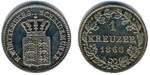 1 Крейцер Королевство Вюртемберг (1806-1918) Серебро 