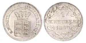 1 Крейцер Королевство Вюртемберг (1806-1918) Серебро 