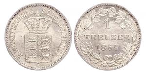 1 Крейцер Королевство Вюртемберг (1806-1918) Серебро 
