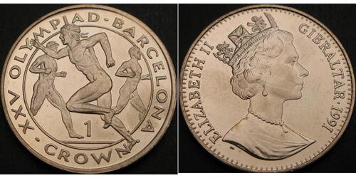 1 Крона(английская) Гибралтар  Елизавета II (1926-2022)