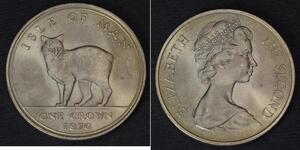 1 Крона(английская) Остров Мэн Никель/Медь Елизавета II (1926-2022)