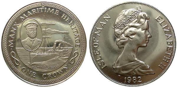 1 Крона(английская) Остров Мэн Никель/Медь Елизавета II (1926-2022)