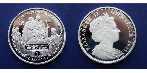 1 Крона(английская) Гибралтар Серебро Елизавета II (1926-2022)