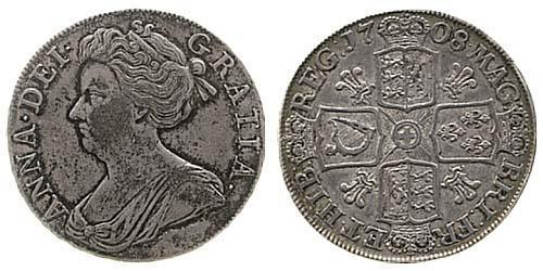 1 Крона(английская) Королевство Великобритания (1707-1801) Серебро Анна (королева Великобритании)(1665-1714)