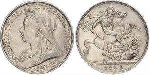 1 Крона(английская) Соединённое королевство Великобритании и Ирландии (1801-1922) Серебро Виктория (1819 - 1901)