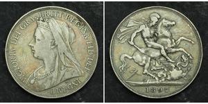 1 Крона(английская) Соединённое королевство Великобритании и Ирландии (1801-1922) Серебро Виктория (1819 - 1901)