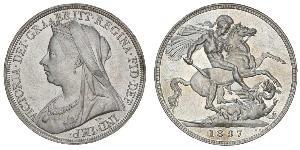 1 Крона(английская) Соединённое королевство Великобритании и Ирландии (1801-1922) Серебро Виктория (1819 - 1901)