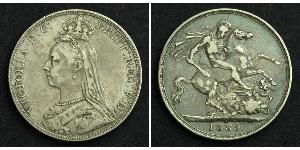 1 Крона(английская) Соединённое королевство Великобритании и Ирландии (1801-1922) Серебро Виктория (1819 - 1901)