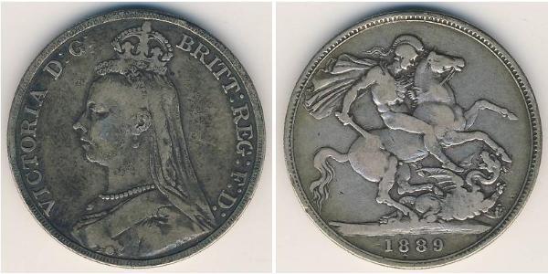 1 Крона(английская) Соединённое королевство Великобритании и Ирландии (1801-1922) Серебро Виктория (1819 - 1901)