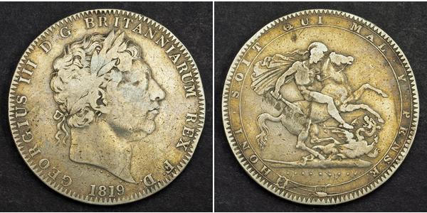 1 Крона(английская) Соединённое королевство Великобритании и Ирландии (1801-1922) Серебро Георг III (1738-1820)