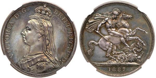 1 Крона(английская) Соединённое королевство Великобритании и Ирландии (1801-1922) Серебро Виктория (1819 - 1901)