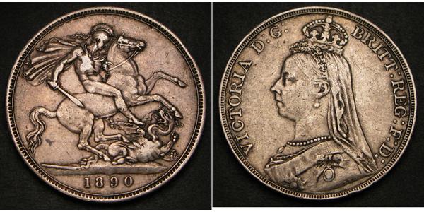 1 Крона(английская) Соединённое королевство Великобритании и Ирландии (1801-1922) Серебро Виктория (1819 - 1901)