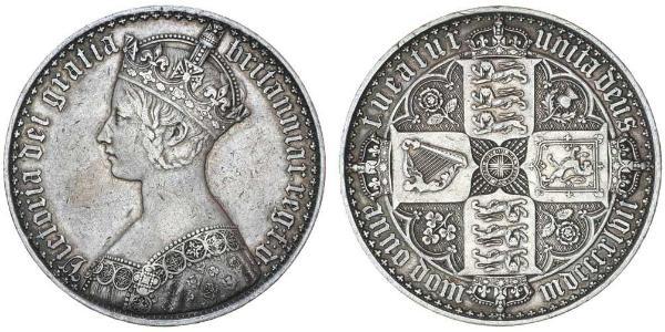 1 Крона(английская) Соединённое королевство Великобритании и Ирландии (1801-1922) Серебро Виктория (1819 - 1901)