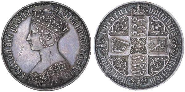 1 Крона(английская) Соединённое королевство Великобритании и Ирландии (1801-1922) Серебро Виктория (1819 - 1901)