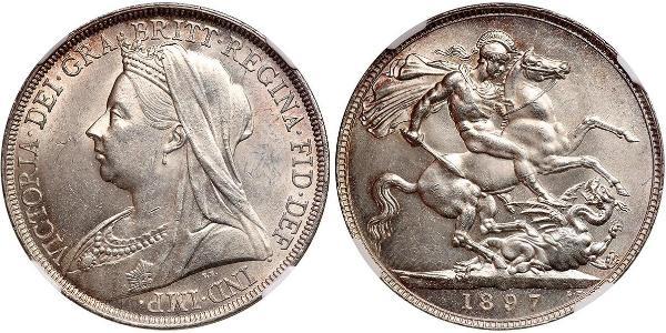 1 Крона(английская) Соединённое королевство Великобритании и Ирландии (1801-1922) Серебро Виктория (1819 - 1901)