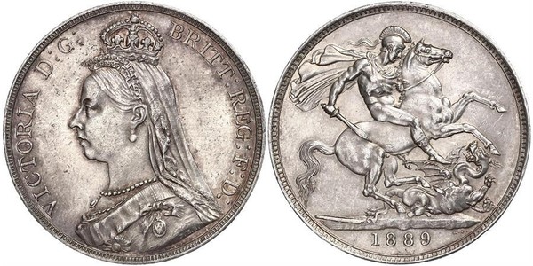 1 Крона(английская) Соединённое королевство Великобритании и Ирландии (1801-1922) Серебро Виктория (1819 - 1901)
