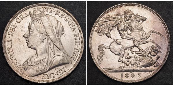 1 Крона(английская) Соединённое королевство Великобритании и Ирландии (1801-1922) Серебро Виктория (1819 - 1901)