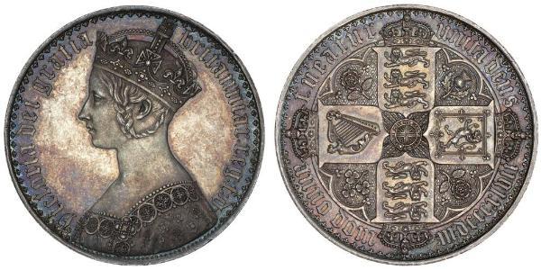 1 Крона(английская) Соединённое королевство Великобритании и Ирландии (1801-1922) Серебро Виктория (1819 - 1901)