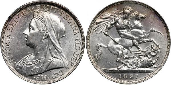 1 Крона(английская) Соединённое королевство Великобритании и Ирландии (1801-1922) Серебро Виктория (1819 - 1901)