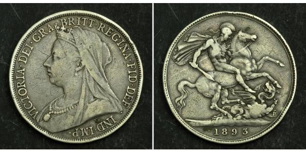 1 Крона(английская) Соединённое королевство Великобритании и Ирландии (1801-1922) Серебро Виктория (1819 - 1901)