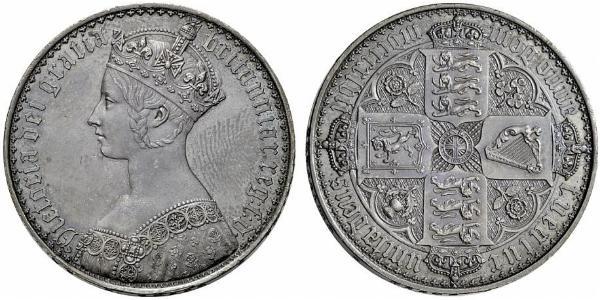 1 Крона(английская) Соединённое королевство Великобритании и Ирландии (1801-1922) Серебро Виктория (1819 - 1901)