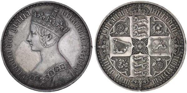 1 Крона(английская) Соединённое королевство Великобритании и Ирландии (1801-1922) Серебро Виктория (1819 - 1901)