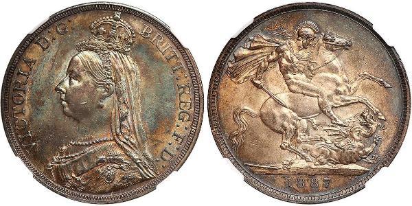 1 Крона(английская) Соединённое королевство Великобритании и Ирландии (1801-1922) Серебро Виктория (1819 - 1901)