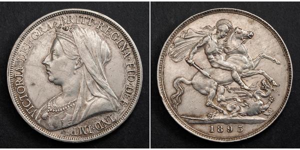 1 Крона(английская) Соединённое королевство Великобритании и Ирландии (1801-1922) Серебро Виктория (1819 - 1901)