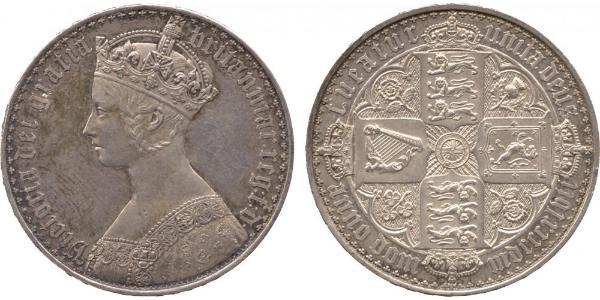 1 Крона(английская) Соединённое королевство Великобритании и Ирландии (1801-1922) Серебро Виктория (1819 - 1901)