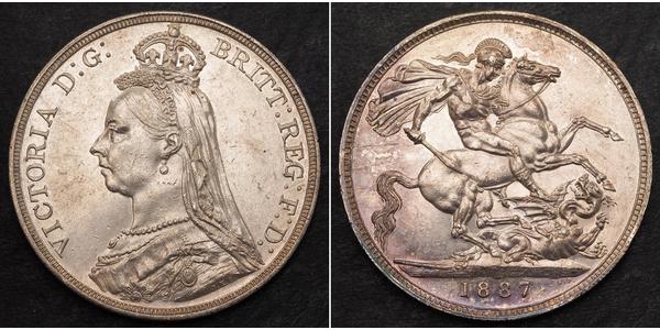 1 Крона(английская) Соединённое королевство Великобритании и Ирландии (1801-1922) Серебро Виктория (1819 - 1901)