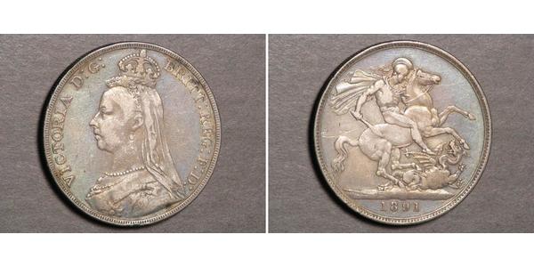 1 Крона(английская) Соединённое королевство Великобритании и Ирландии (1801-1922) Серебро Виктория (1819 - 1901)