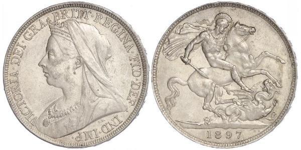 1 Крона(английская) Соединённое королевство Великобритании и Ирландии (1801-1922) Серебро Виктория (1819 - 1901)