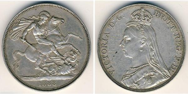 1 Крона(английская) Соединённое королевство Великобритании и Ирландии (1801-1922) Серебро Виктория (1819 - 1901)