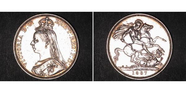 1 Крона(английская) Соединённое королевство Великобритании и Ирландии (1801-1922) Серебро Виктория (1819 - 1901)