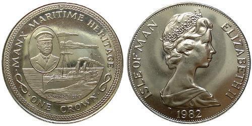 1 Крона(англійська) Острів Мен Нікель/Мідь Єлизавета II (1926-2022)