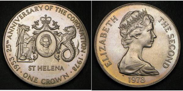 1 Крона(англійська) Острів Святої Єлени (1981 - ) Нікель/Мідь Єлизавета II (1926-2022)