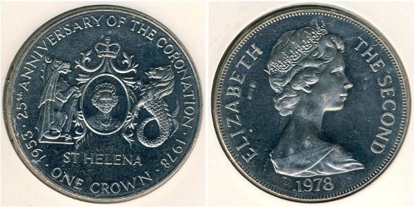 1 Крона(англійська) Острів Святої Єлени (1981 - ) Нікель/Мідь Єлизавета II (1926-2022)