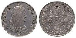 1 Крона(англійська) Королівство Англія (927-1649,1660-1707) Срібло Карл II (1630-1685)